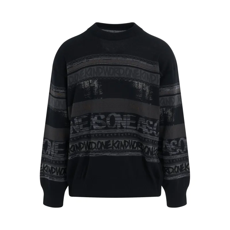 Eric Haze Jacquard Knit Pullover in Black made by MARAIS