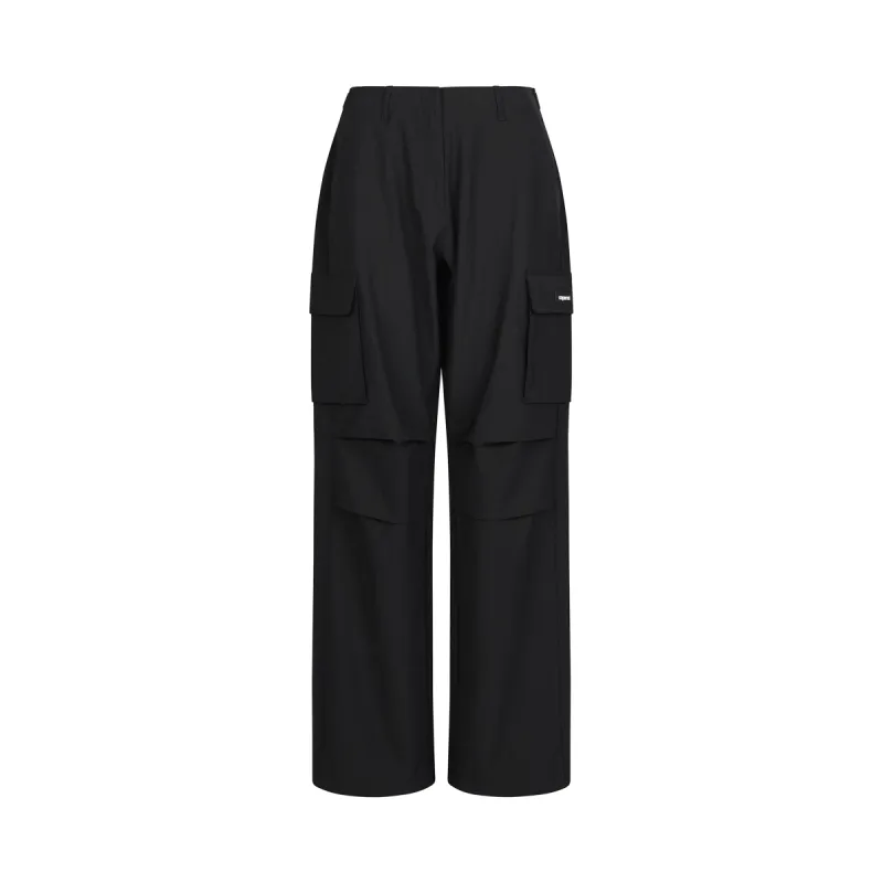 Tailored Wide Leg Cargo Pants in Black sold by MARAIS