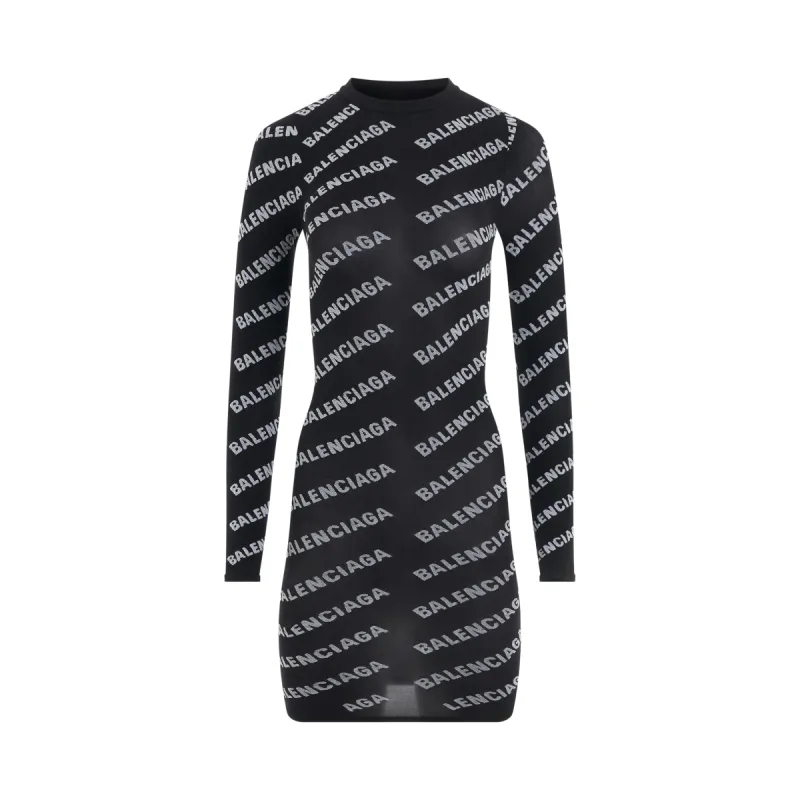 Allover Logo Dress in Black sold by MARAIS