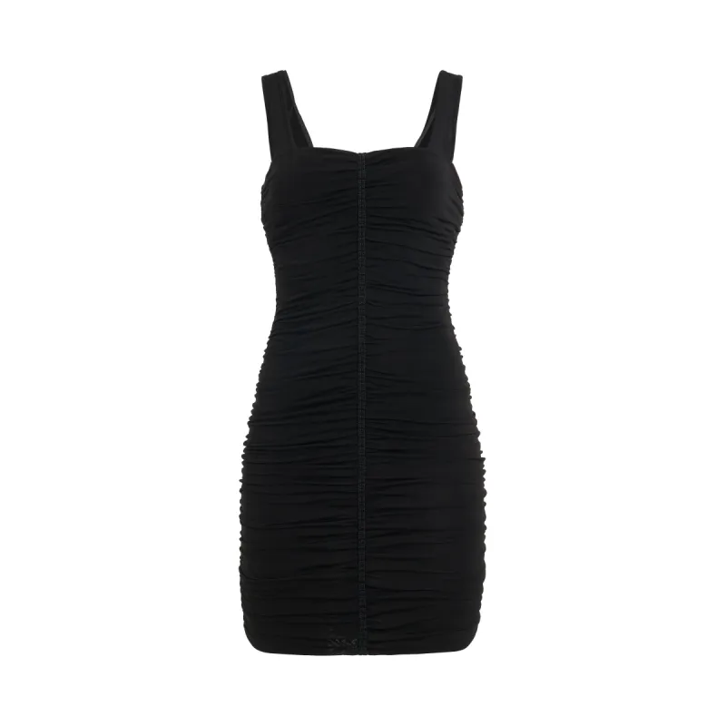 Shiny Crepe Jersey Midi Dress in Black sold by MARAIS