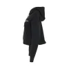 Flocked Logo Detail Cropped Eco Hoodie in Black sold by MARAIS