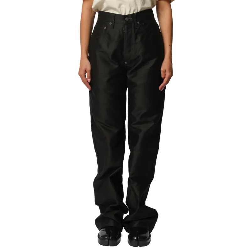 Cotton Satin 5 Pocket Pants in Black sold by MARAIS