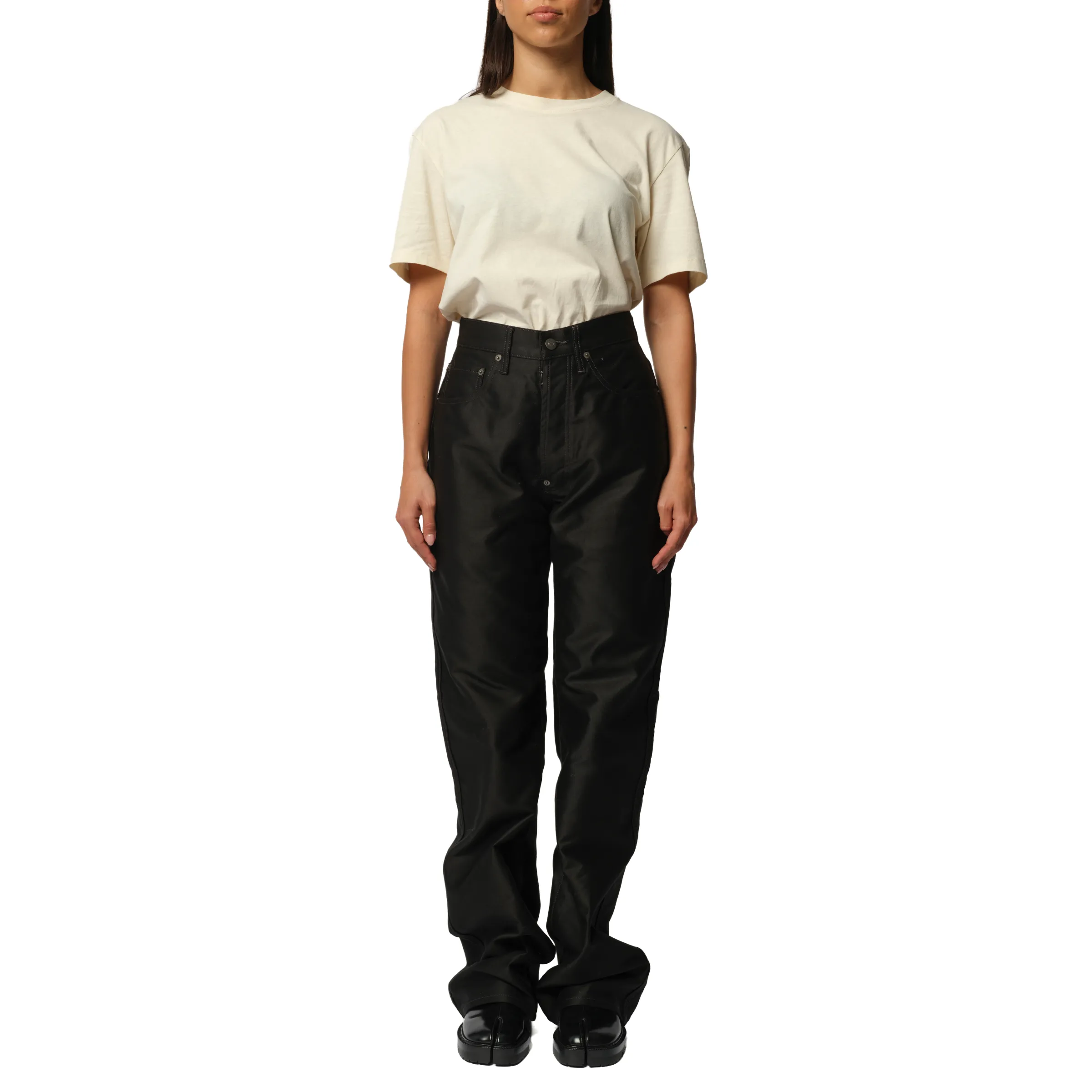 Cotton Satin 5 Pocket Pants in Black sold by MARAIS product image thumbnail 4
