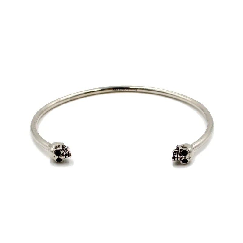 Skull Embellished Cuff Bracelet in Silver sold by MARAIS