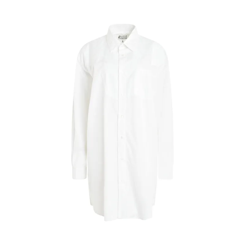 Long Sleeve Cotton Poplin Shirt in White sold by MARAIS
