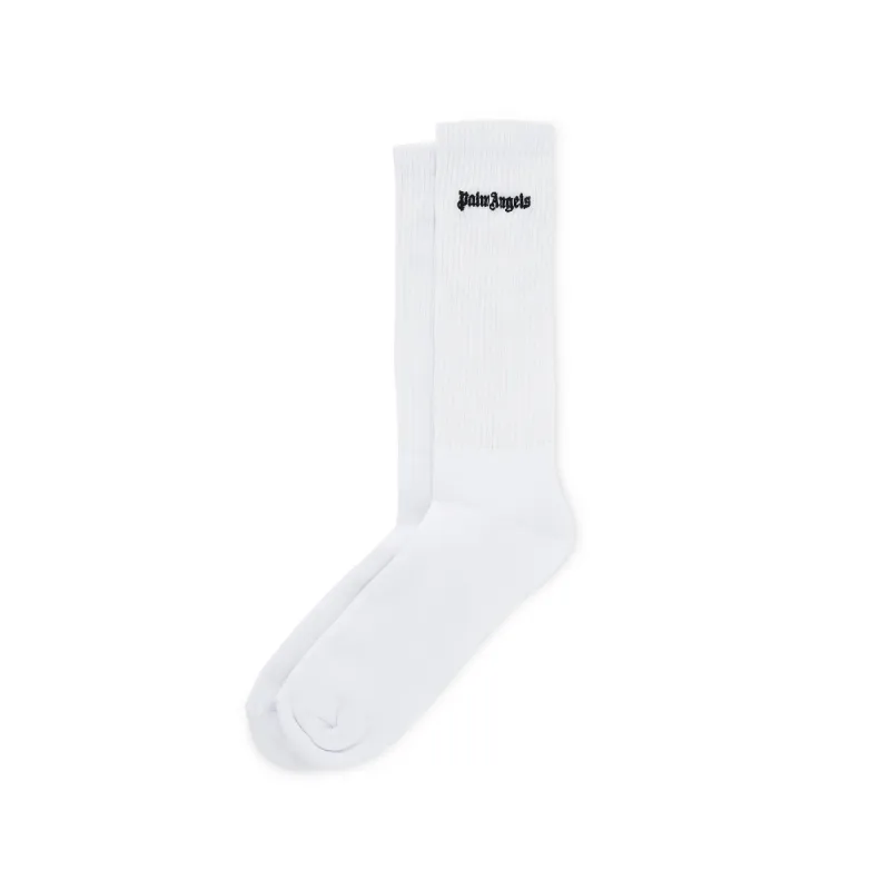 Embroidered Logo Socks in White/Black sold by MARAIS