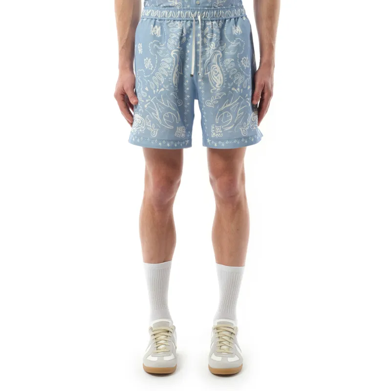 Bandana Watercolour Shorts in Cerulean sold by MARAIS