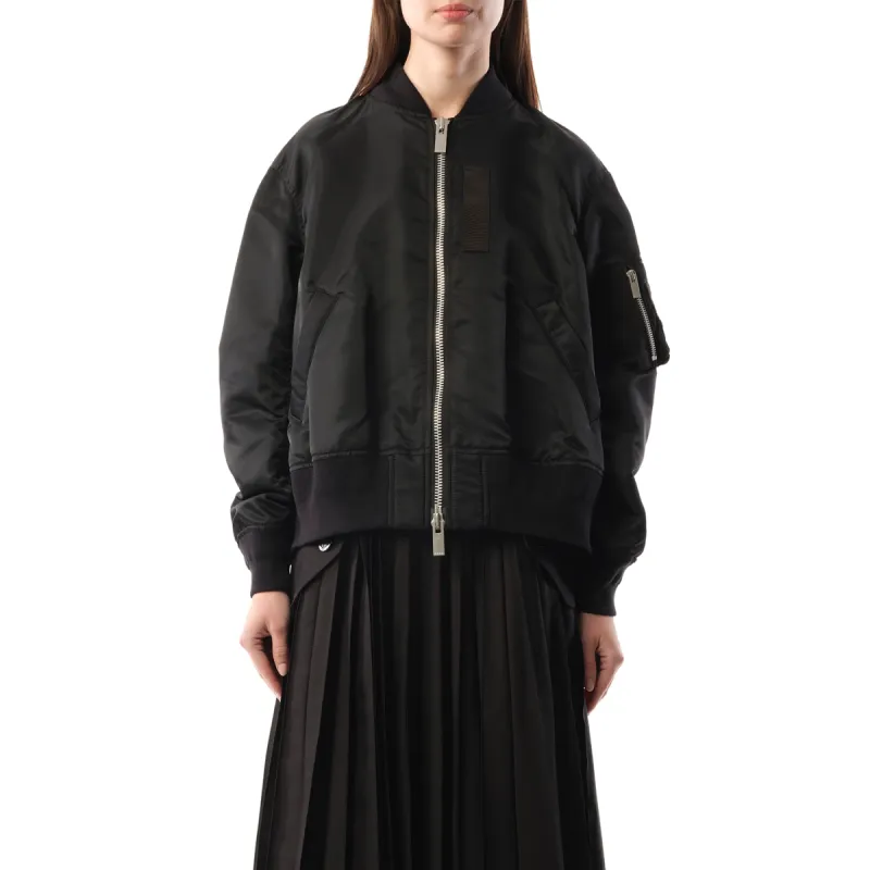 Nylon Twill Bomber Jacket in Black sold by MARAIS