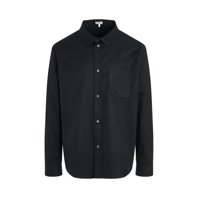 Anagram Logo Embroidered Shirt in Black sold by MARAIS