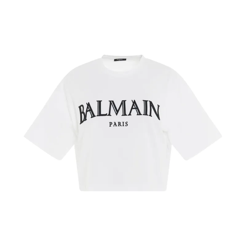 Roman Rubber Cropped T-Shirt in White/Black sold by MARAIS