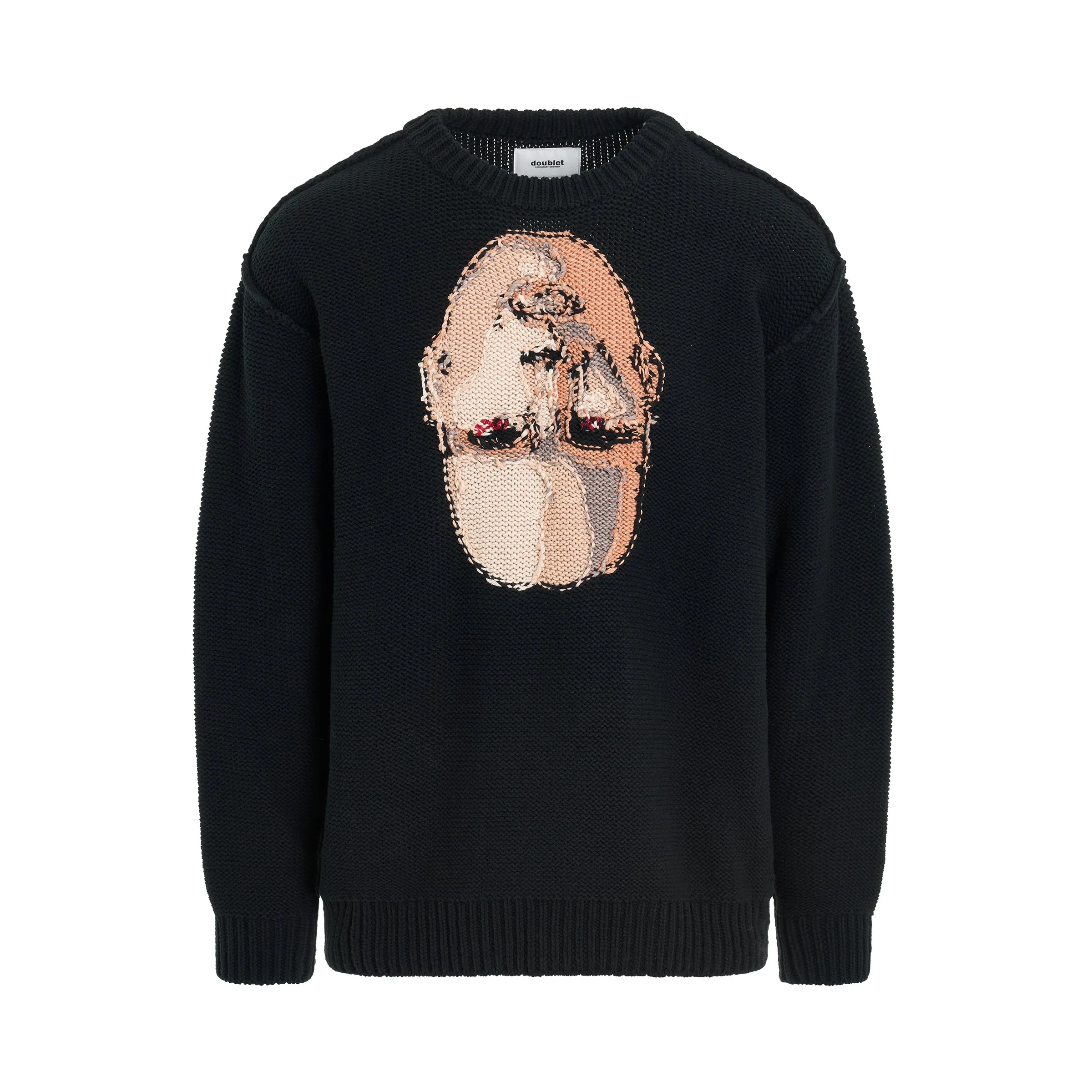 Hand-Knitting Jacquard Sweater in Black sold by MARAIS