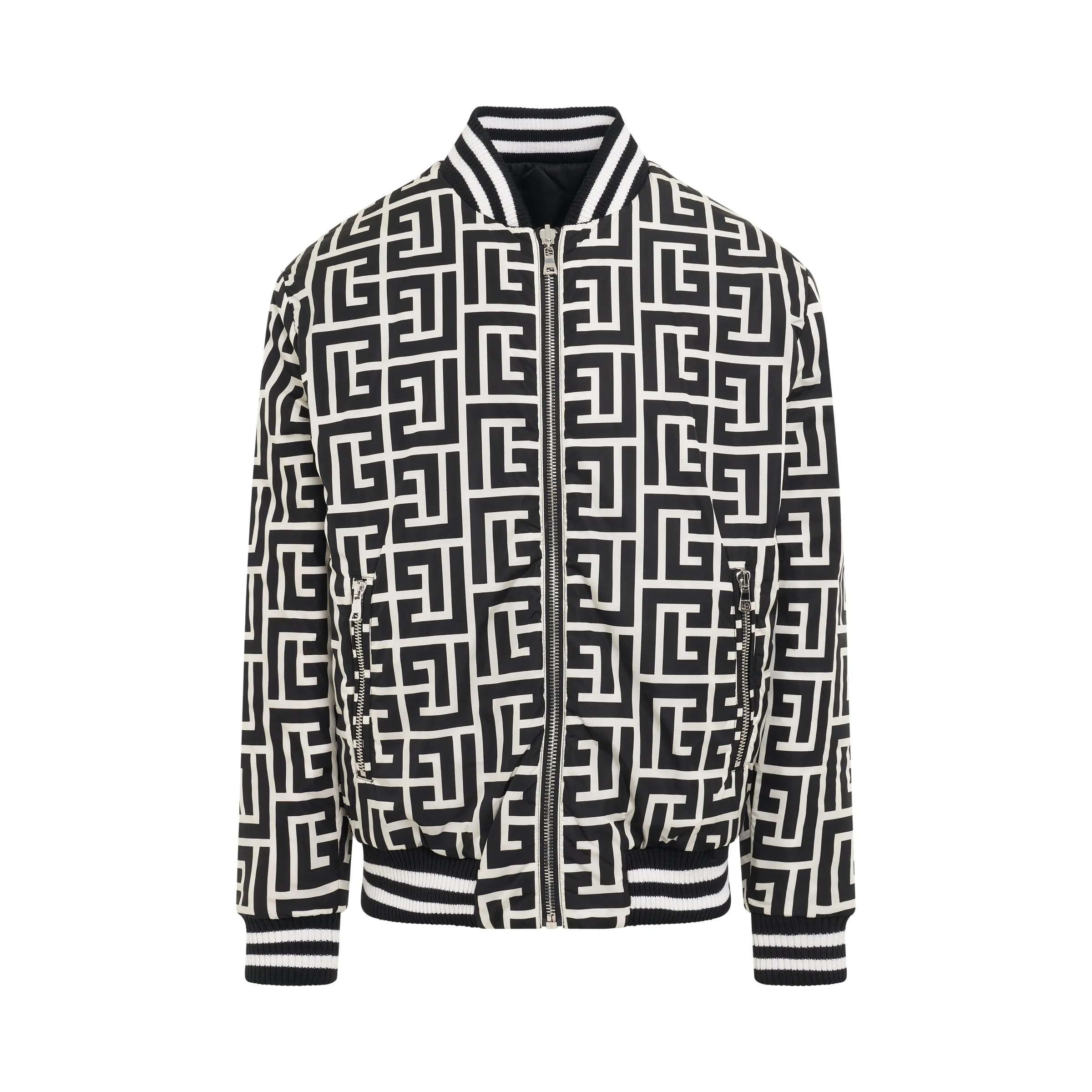 Reversible Maxi Monogram Nylon Jacket in Ivory/Black sold by MARAIS product image thumbnail 3