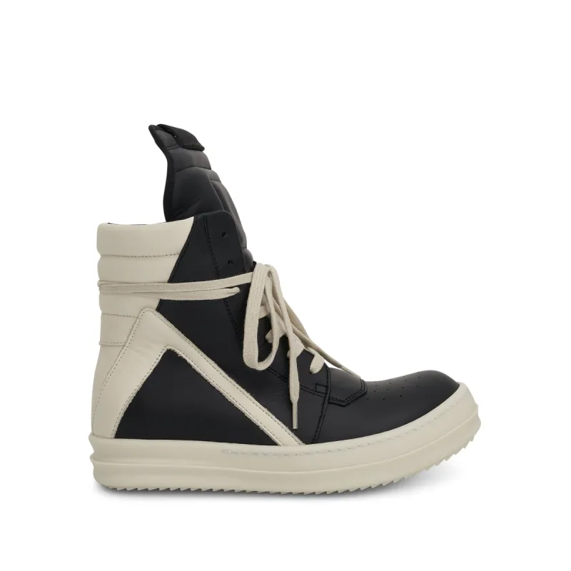 Geobasket Leather Sneaker in Black/Milk sold by MARAIS