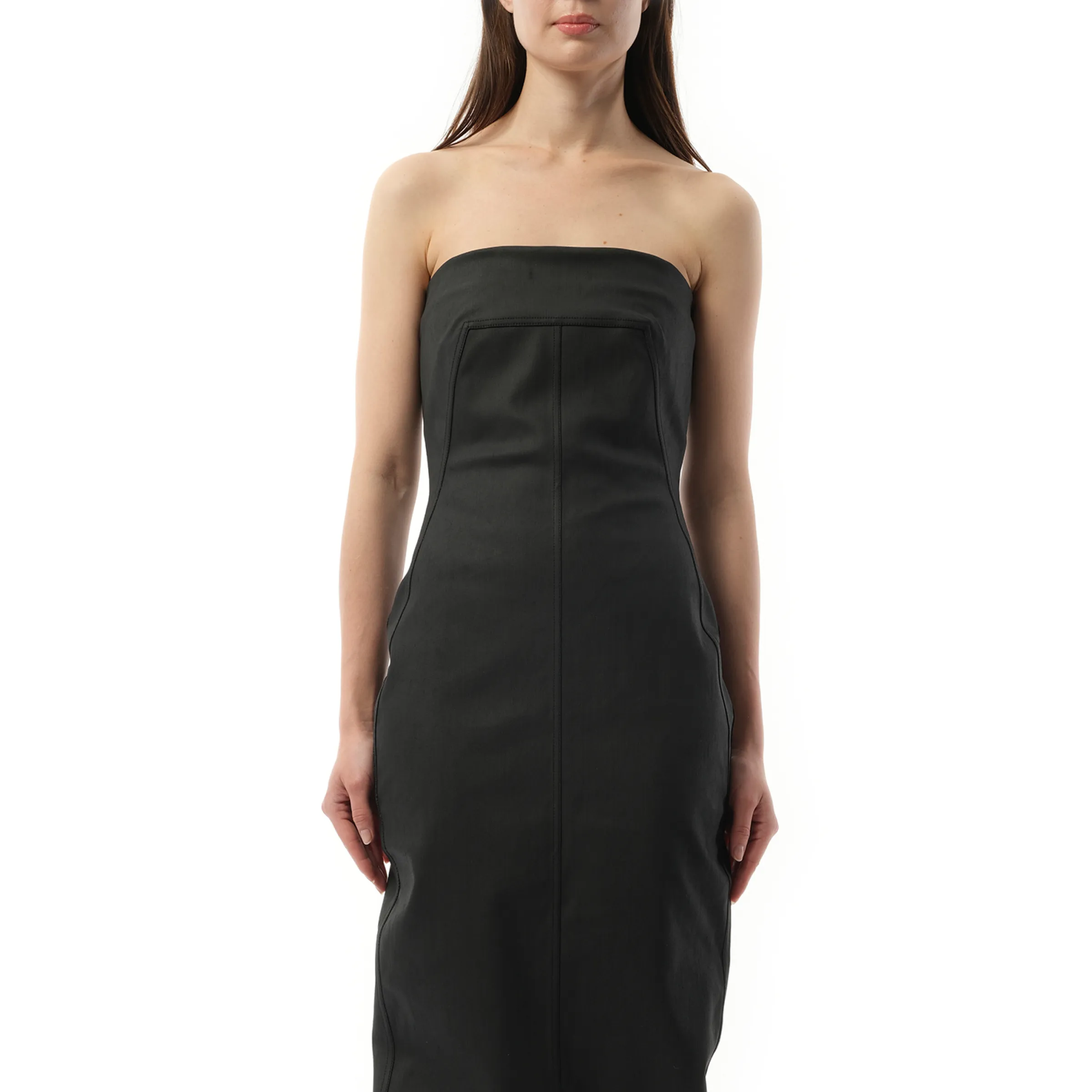 Stretch Denim Bustier Gown in Black sold by MARAIS