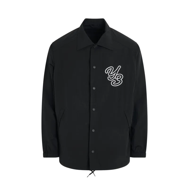 Y-3 Logo Coach Jacket in Black sold by MARAIS