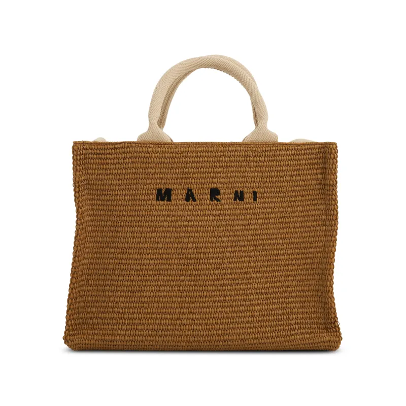 Raffia Small Tote Bag in Raw Sienna/Natural sold by MARAIS