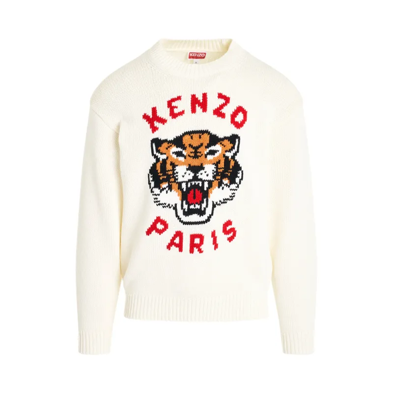 Kenzo Lucky Tiger Knit Sweater in Off White sold by MARAIS