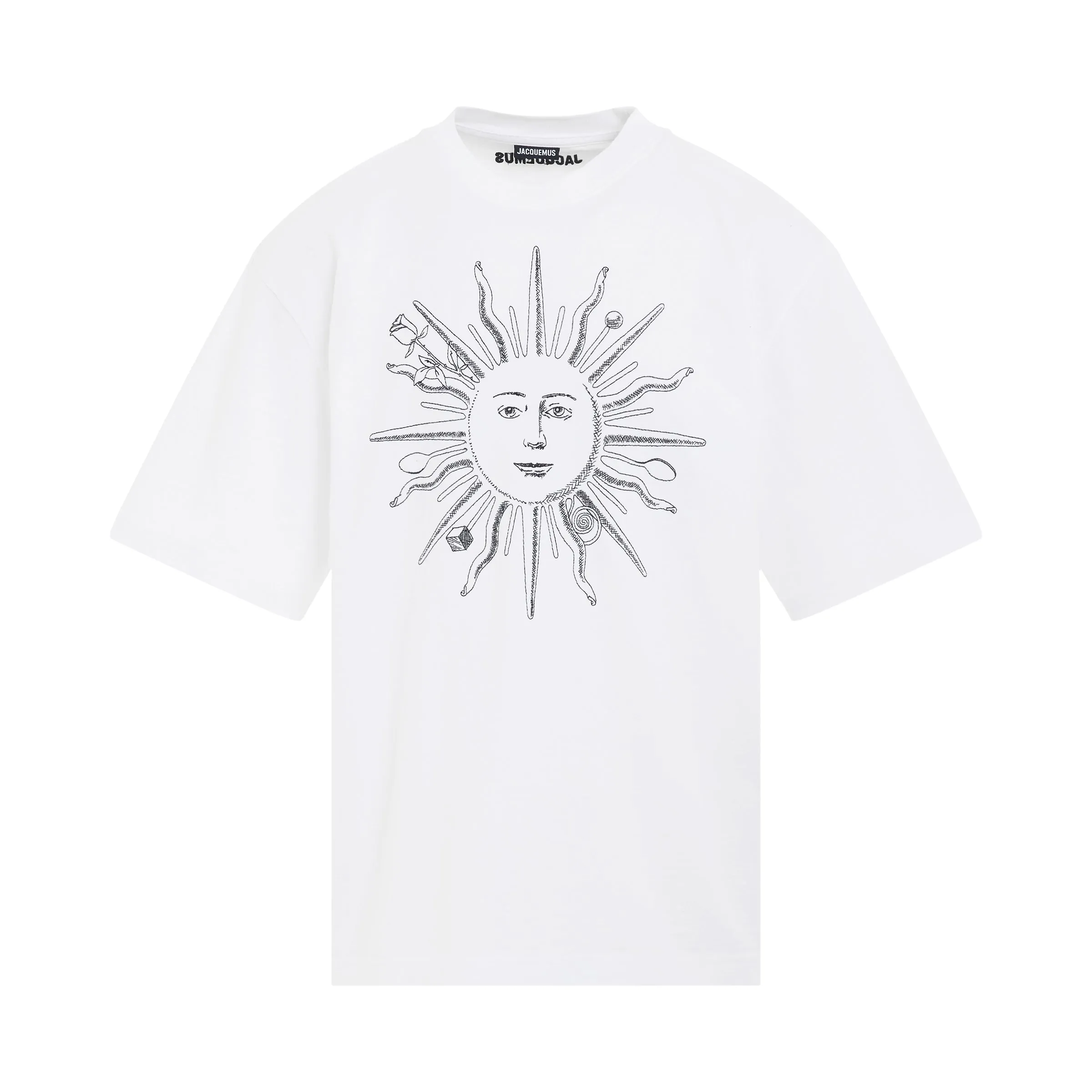 Soleil T-shirt in Royal Sun Print in White sold by MARAIS