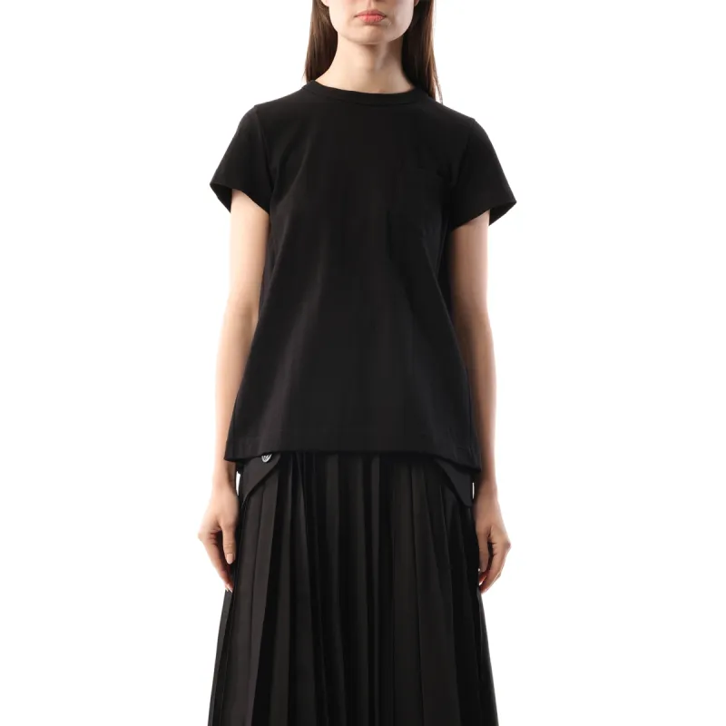 Cotton Poplin x Jersey T-Shirt in Black sold by MARAIS