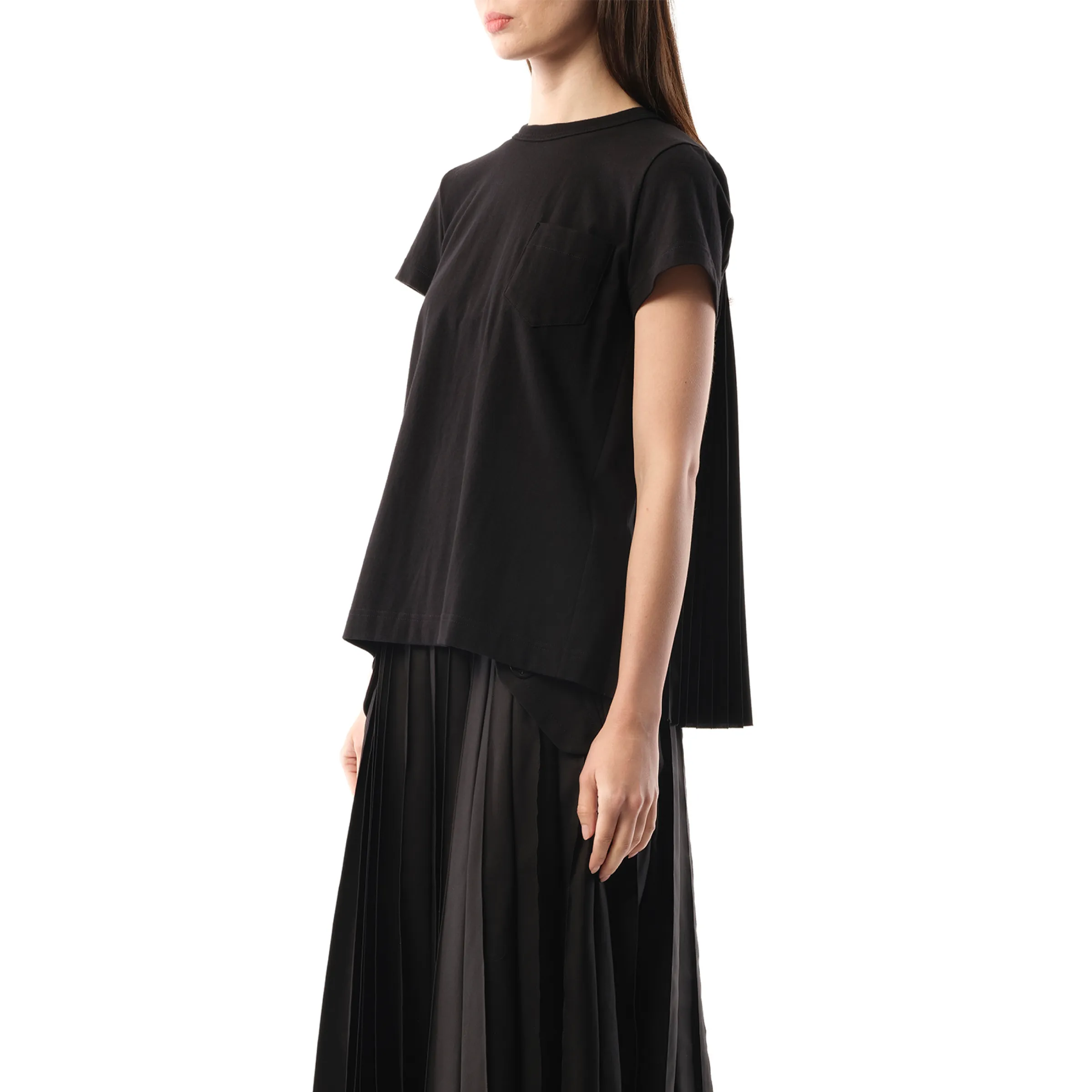 Cotton Poplin x Jersey T-Shirt in Black sold by MARAIS product image thumbnail 5