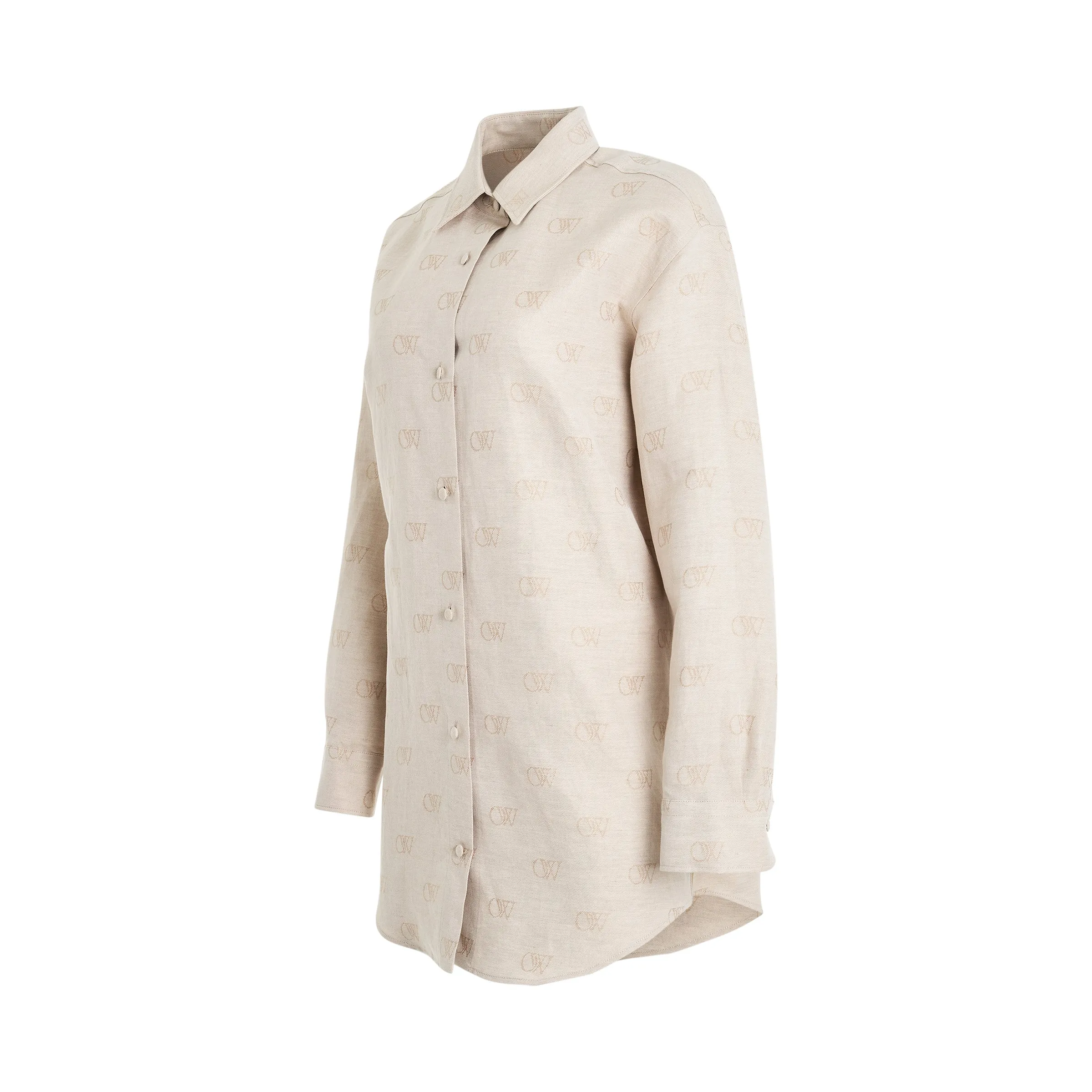 Linen Jacquard Overshirt in Cream sold by MARAIS product image thumbnail 2