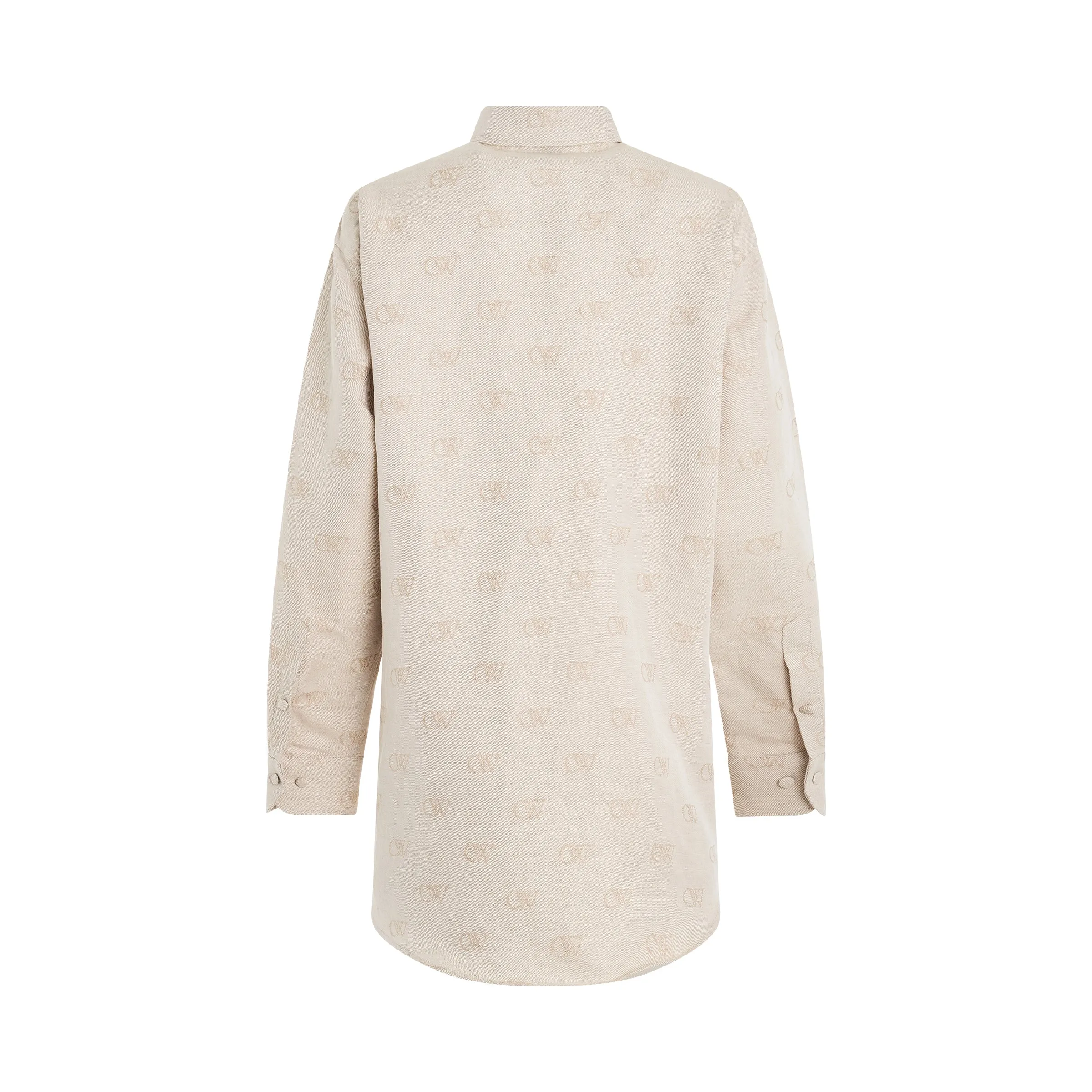 Linen Jacquard Overshirt in Cream sold by MARAIS product image thumbnail 4