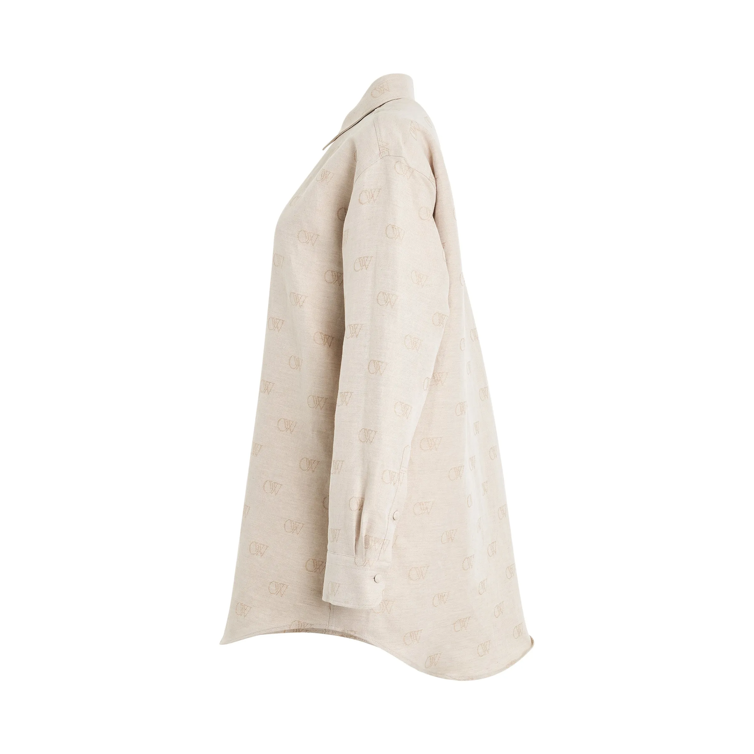 Linen Jacquard Overshirt in Cream sold by MARAIS product image thumbnail 3