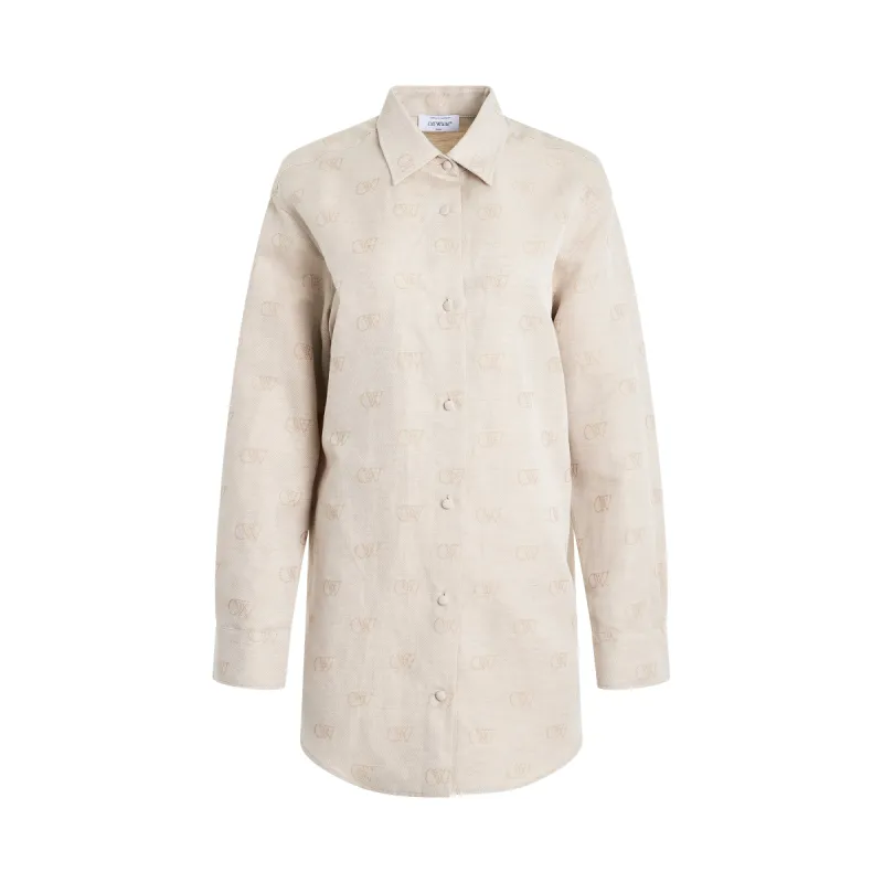 Linen Jacquard Overshirt in Cream sold by MARAIS