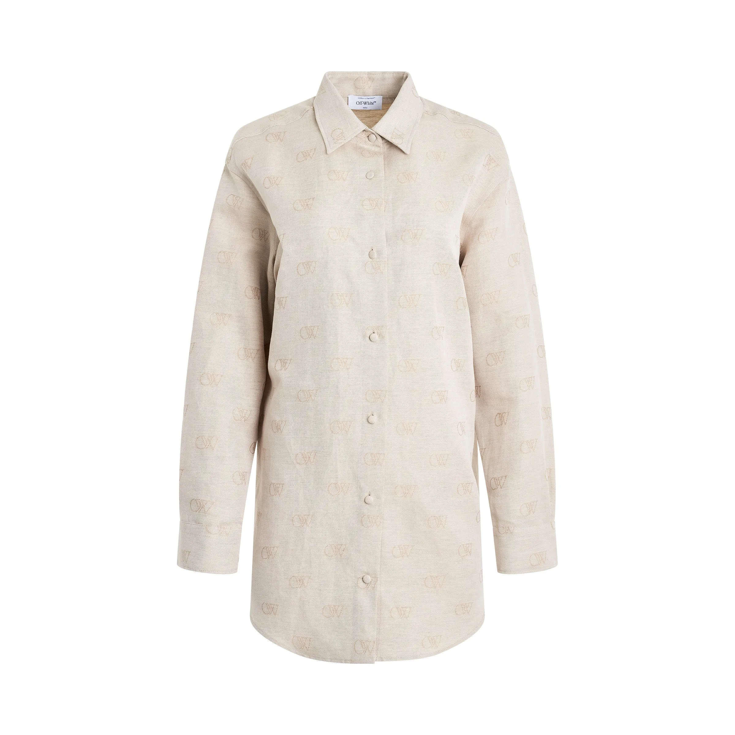 Linen Jacquard Overshirt in Cream sold by MARAIS