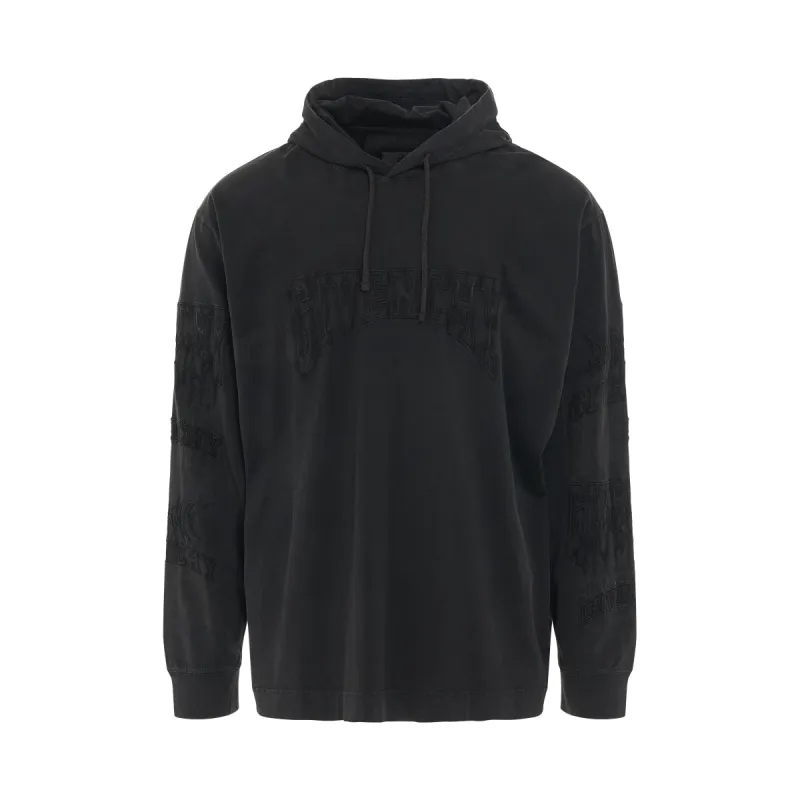 Multilogo Dyed Hoodie in Faded Black sold by MARAIS