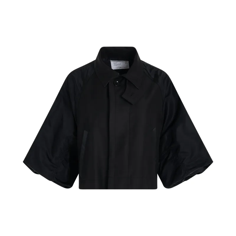 Cotton Gabardine x Nylon Twill Jacket in Black sold by MARAIS