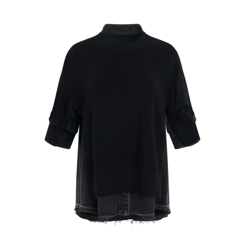 Short Sleeve Denim Pullover in Black made by MARAIS