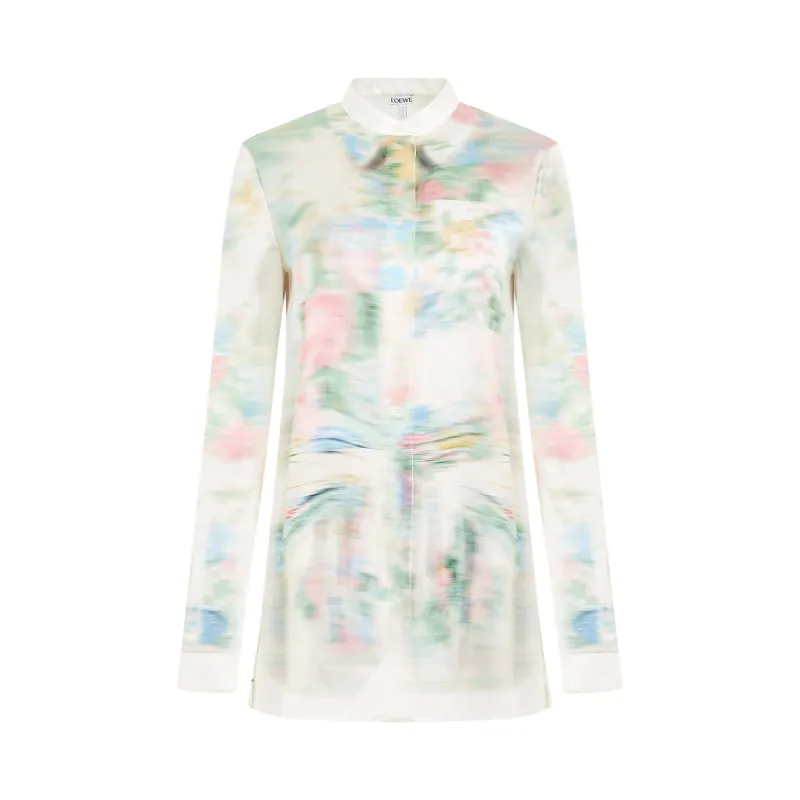 Blurred Print Shirt in White sold by MARAIS
