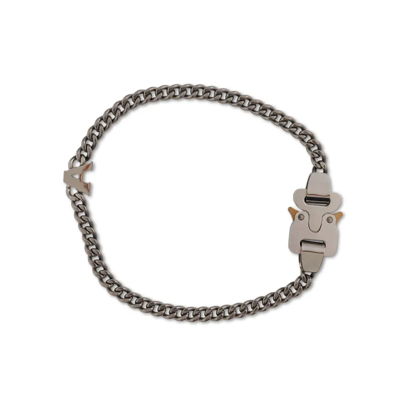 Buckle Necklace with Charm in Silver sold by MARAIS