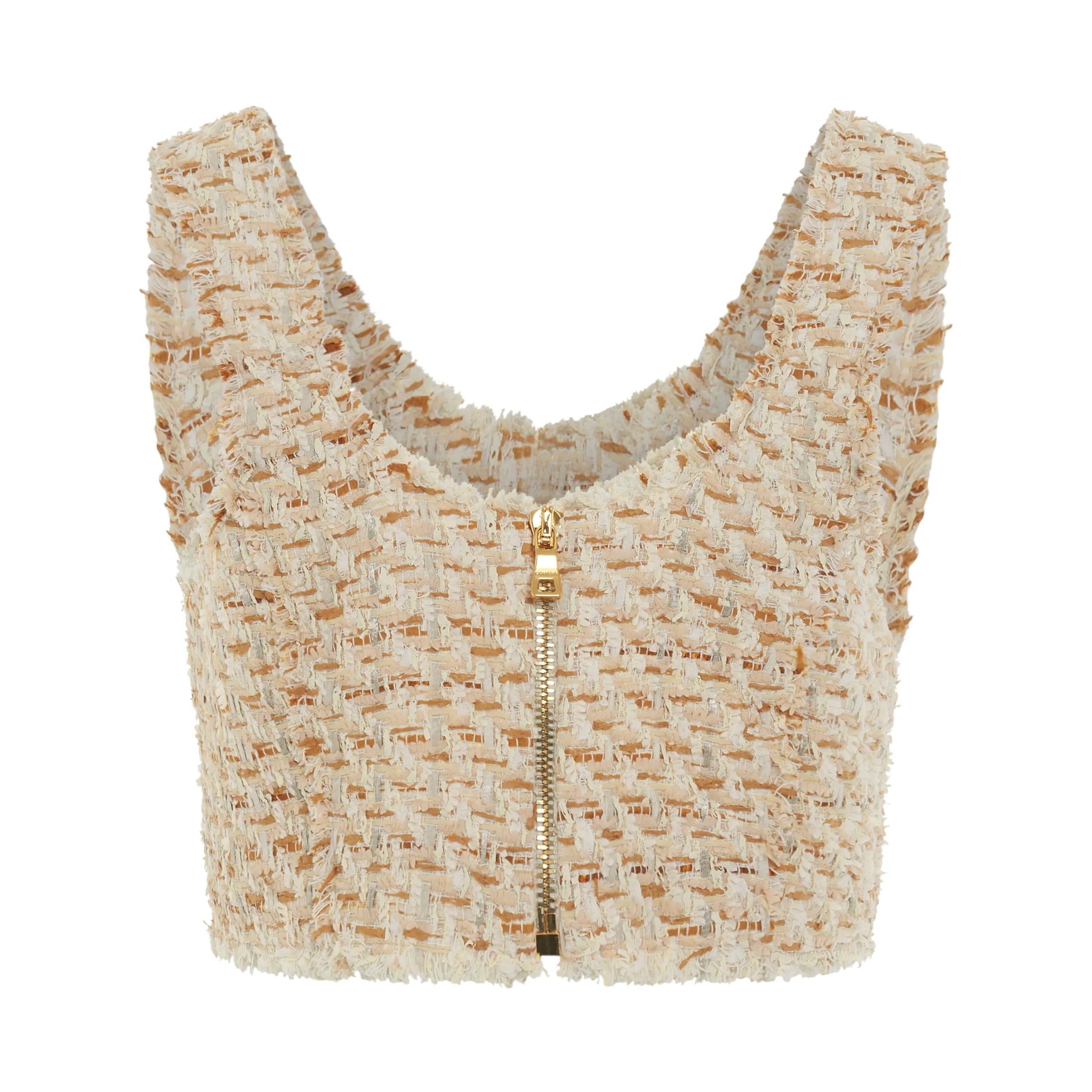 6 Button Tweed Cropped Top in Multi Beige sold by MARAIS product image thumbnail 4