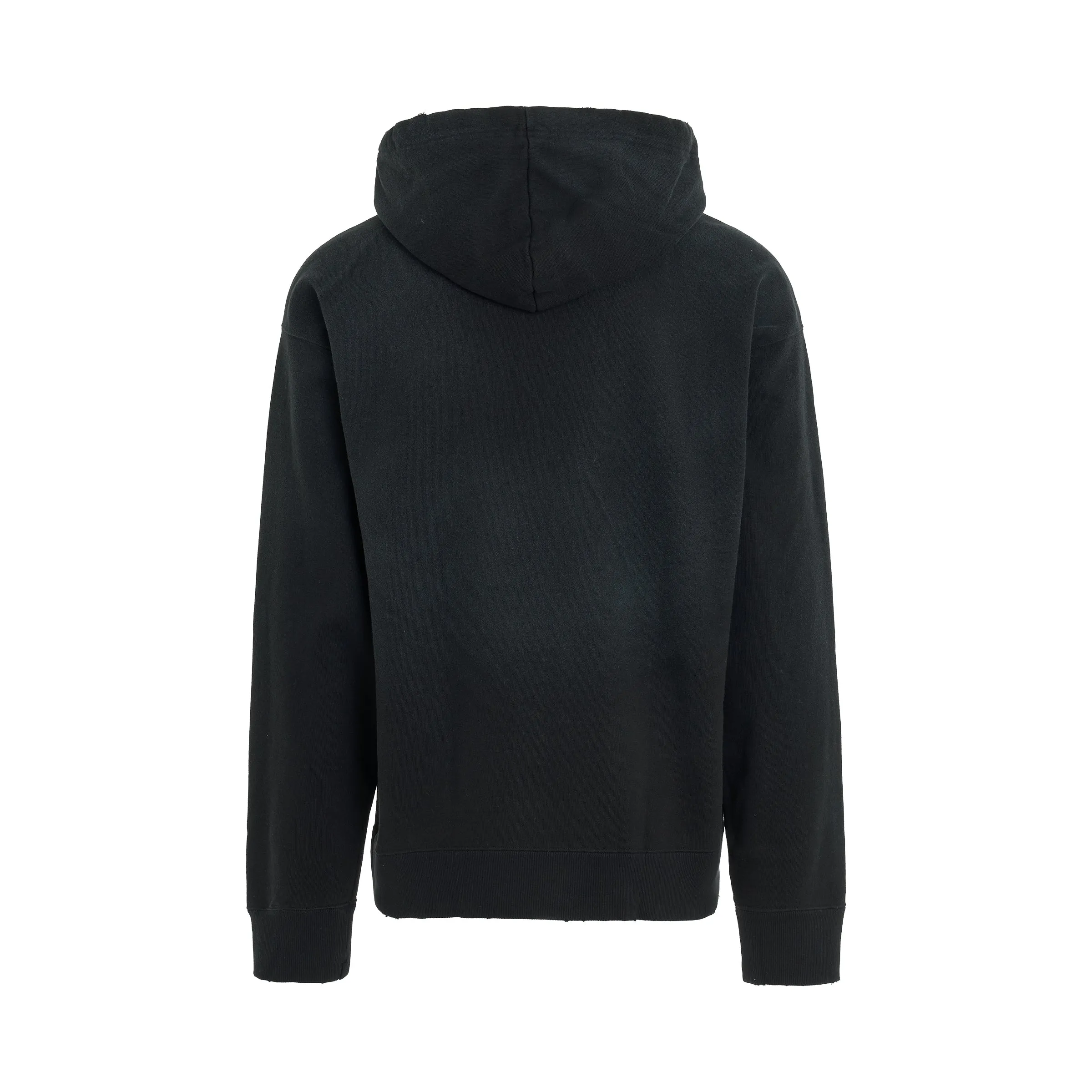 Distressed Smily Face Printed Hoodie in Black sold by MARAIS product image thumbnail 4