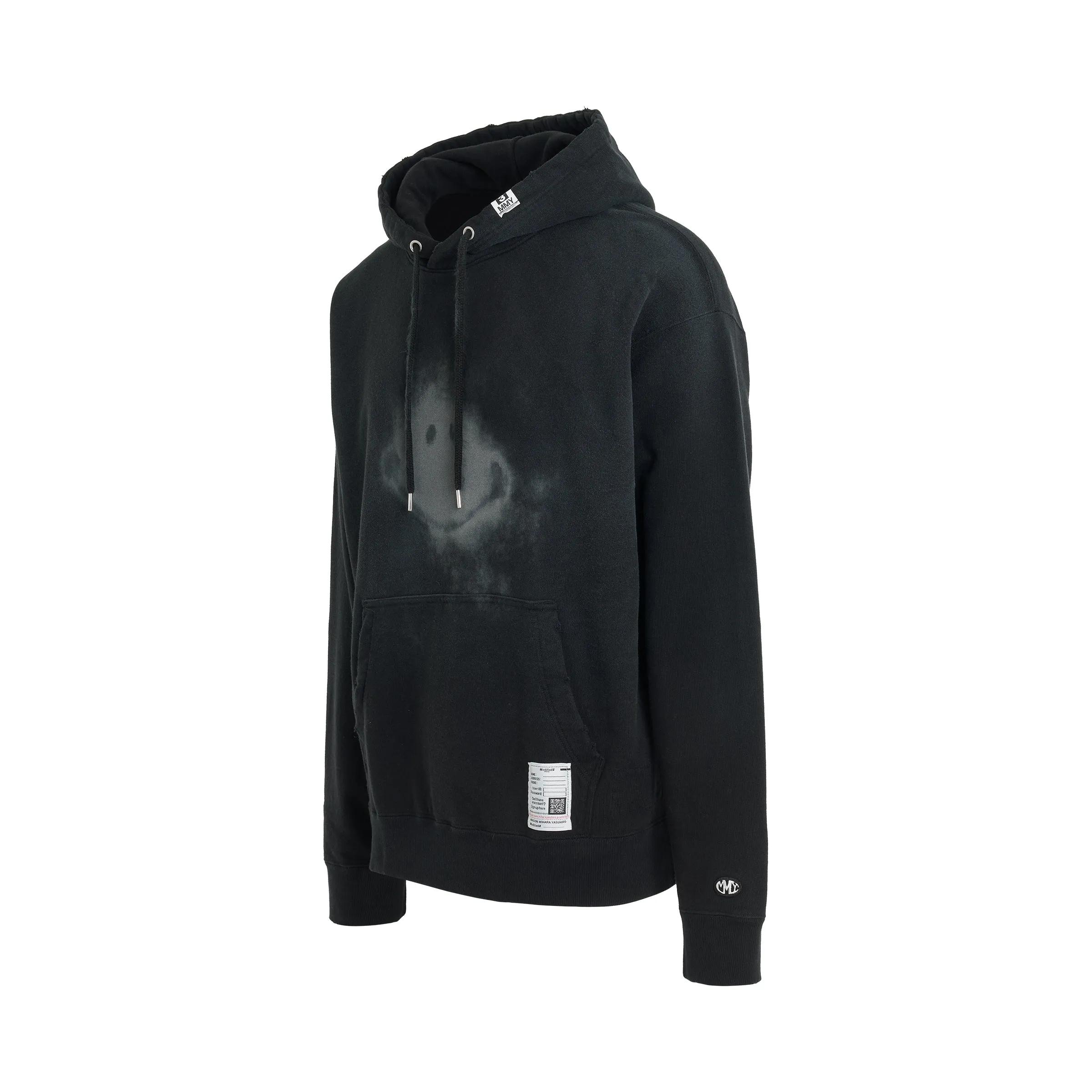 Distressed Smily Face Printed Hoodie in Black sold by MARAIS product image thumbnail 2