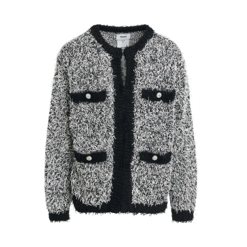 Tweed Knit Cardigan in Black sold by MARAIS