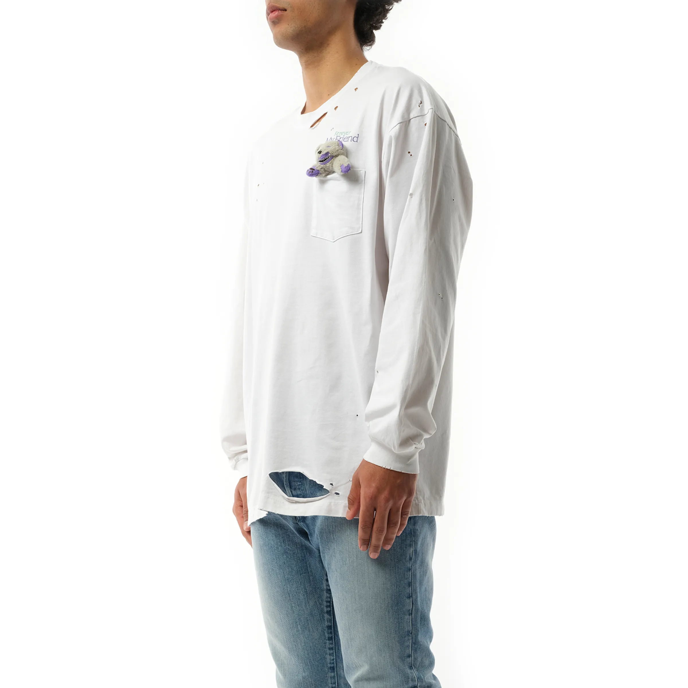 With my Friend Long Sleeve T-Shirt in White sold by MARAIS product image thumbnail 5