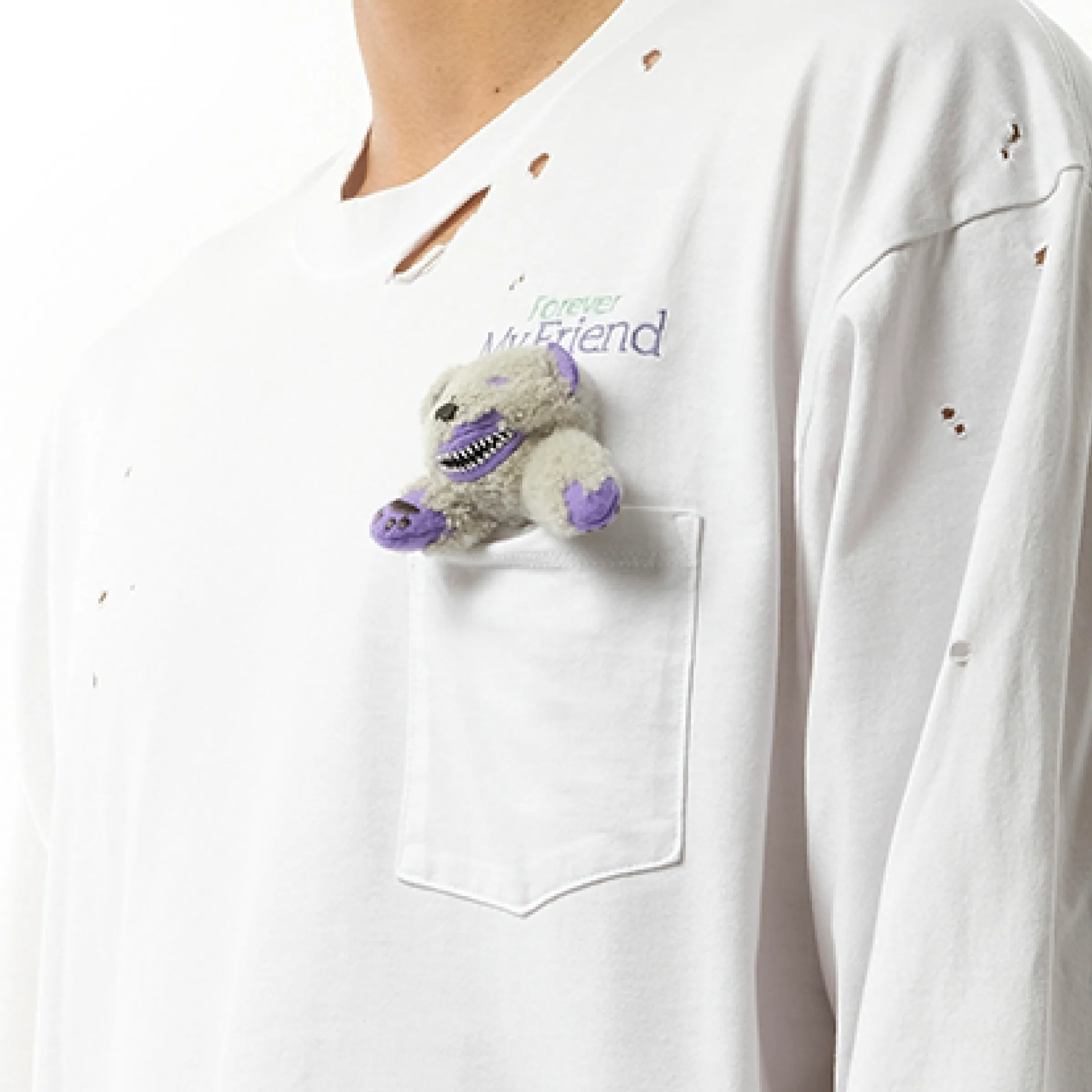 With my Friend Long Sleeve T-Shirt in White sold by MARAIS product image thumbnail 3