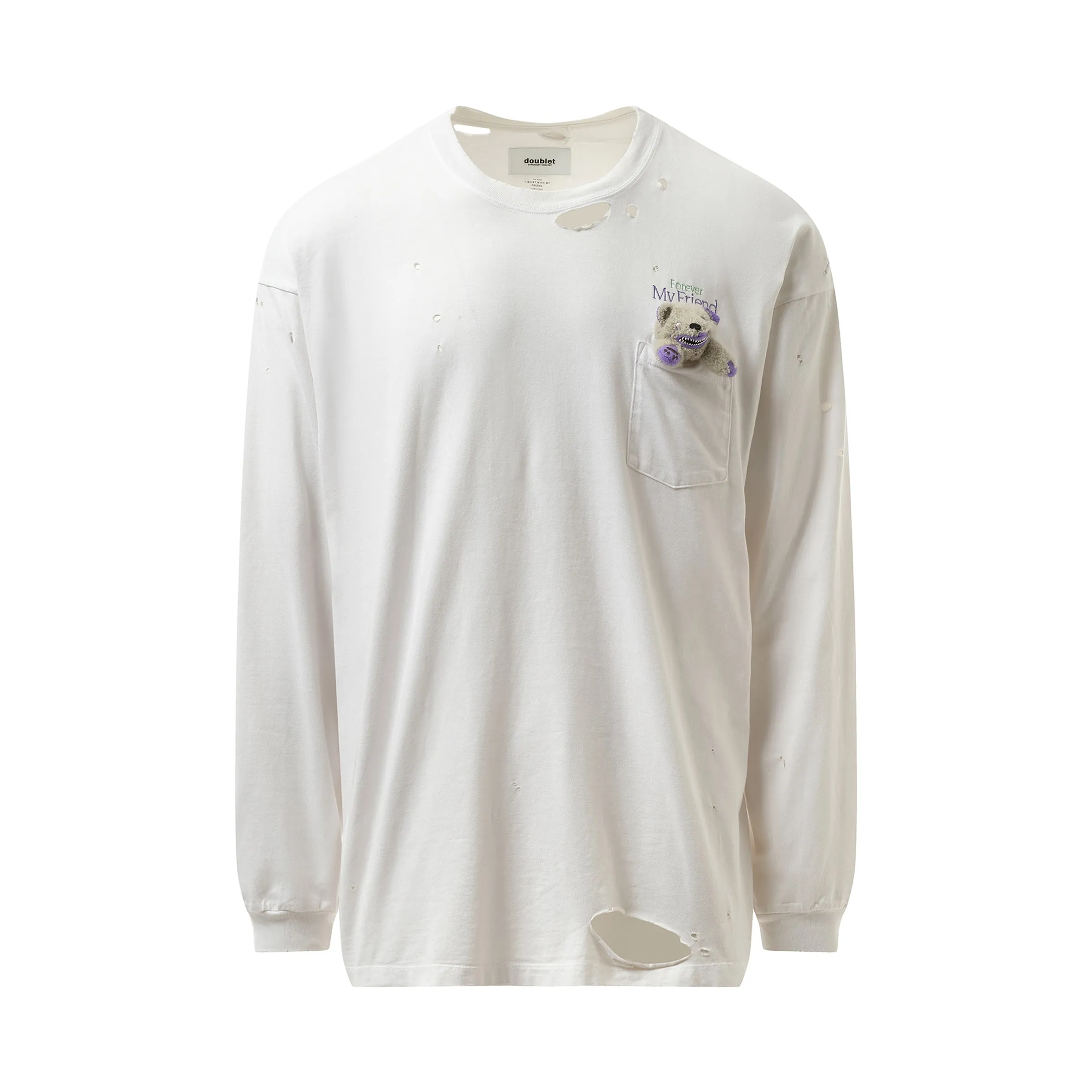 With my Friend Long Sleeve T-Shirt in White sold by MARAIS product image thumbnail 2