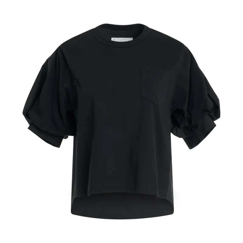 Cotton Poplin x Cotton Jersey T-Shirt in Black sold by MARAIS