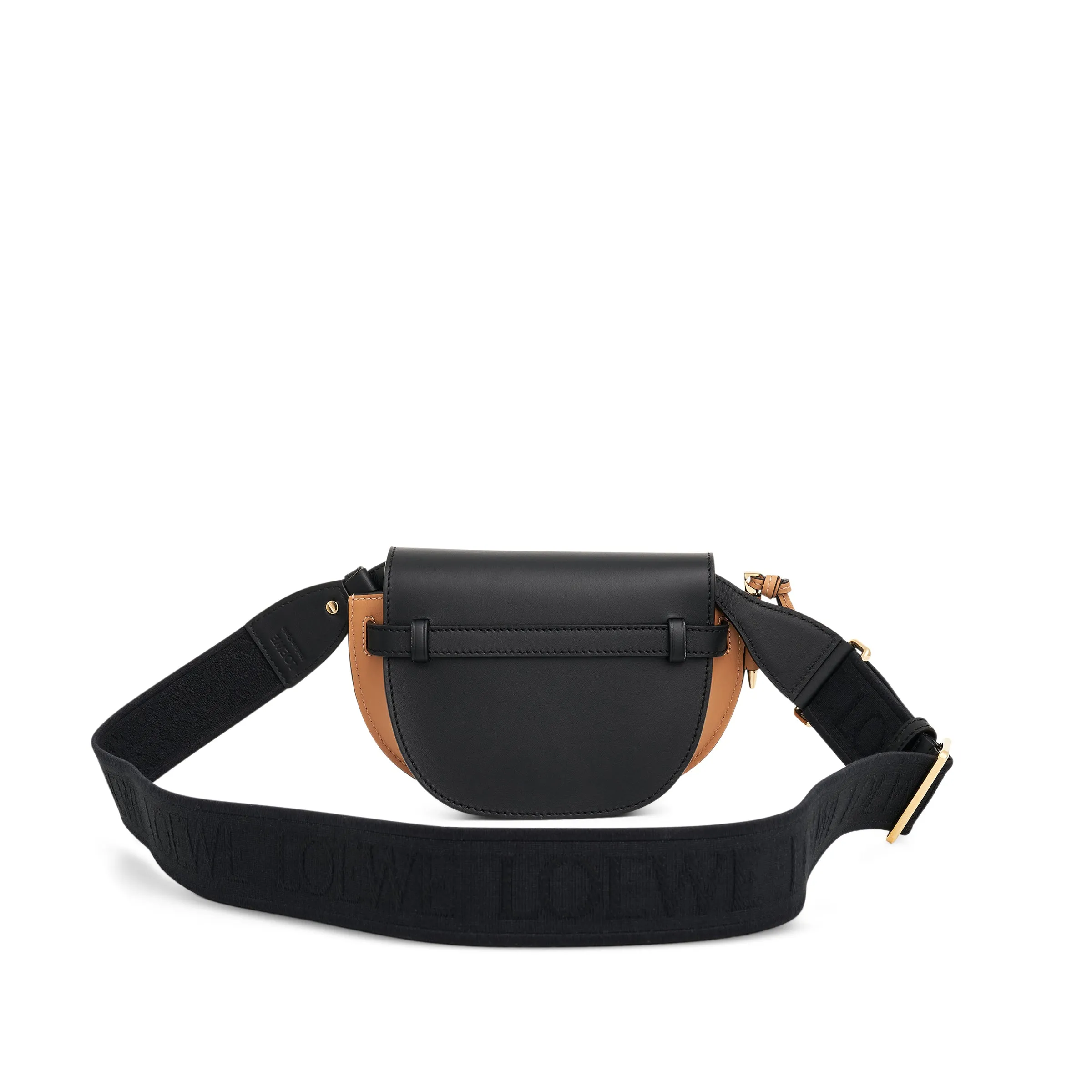 Mini Gate Dual Bag in Soft Calfskin and Jacquard Strap in Black/Warm Desert sold by MARAIS product image thumbnail 4