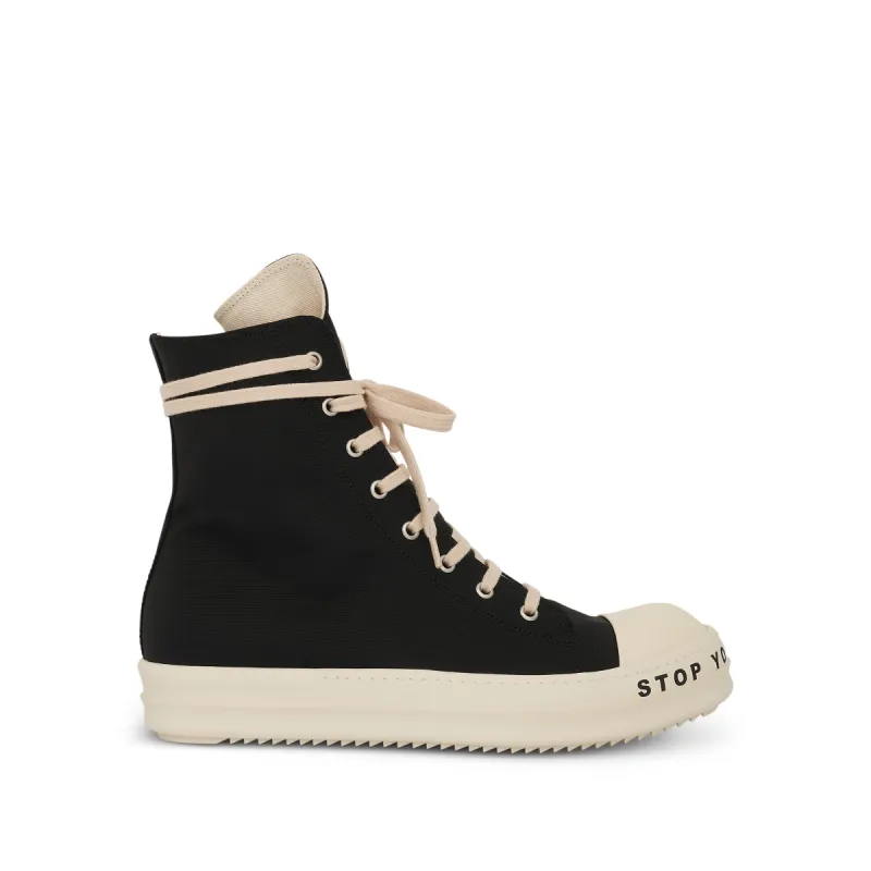 DRKSHDW Woven Sneakers in Black/Milk sold by MARAIS