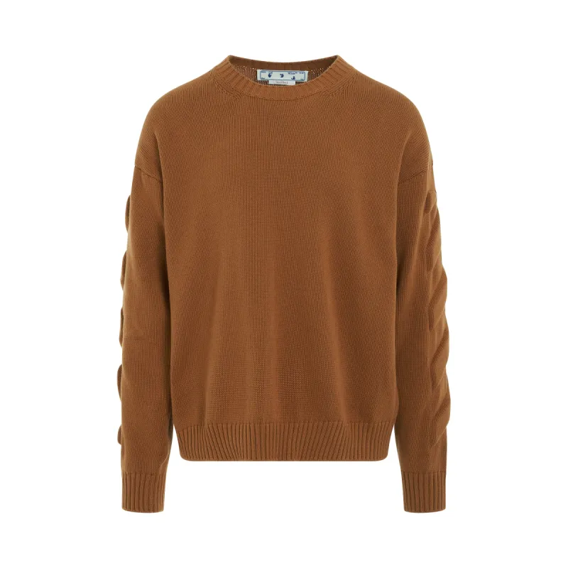 3D Diagonal Knit Crewneck in Caramel sold by MARAIS