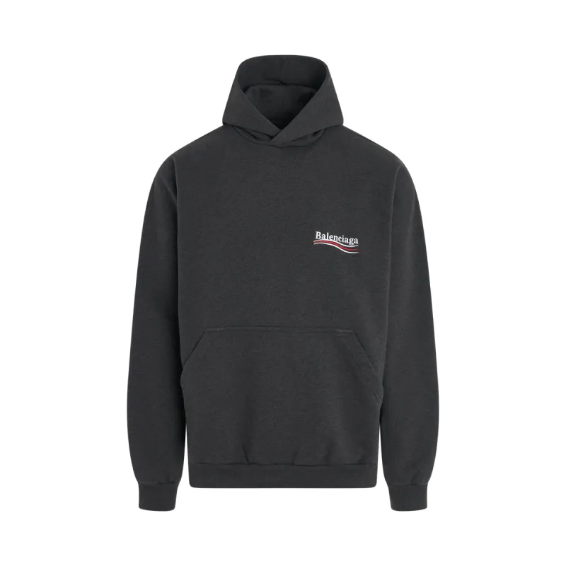 Large Fit Embroidered Logo Hoodie in Dark Grey/White sold by MARAIS