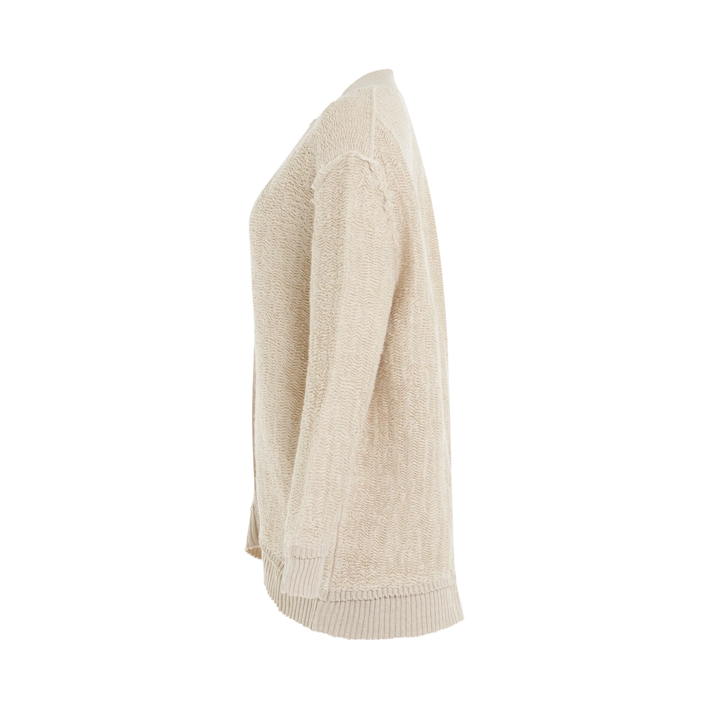 Raw Woven Oversize Knit Cardigan in Beige sold by MARAIS product image thumbnail 3