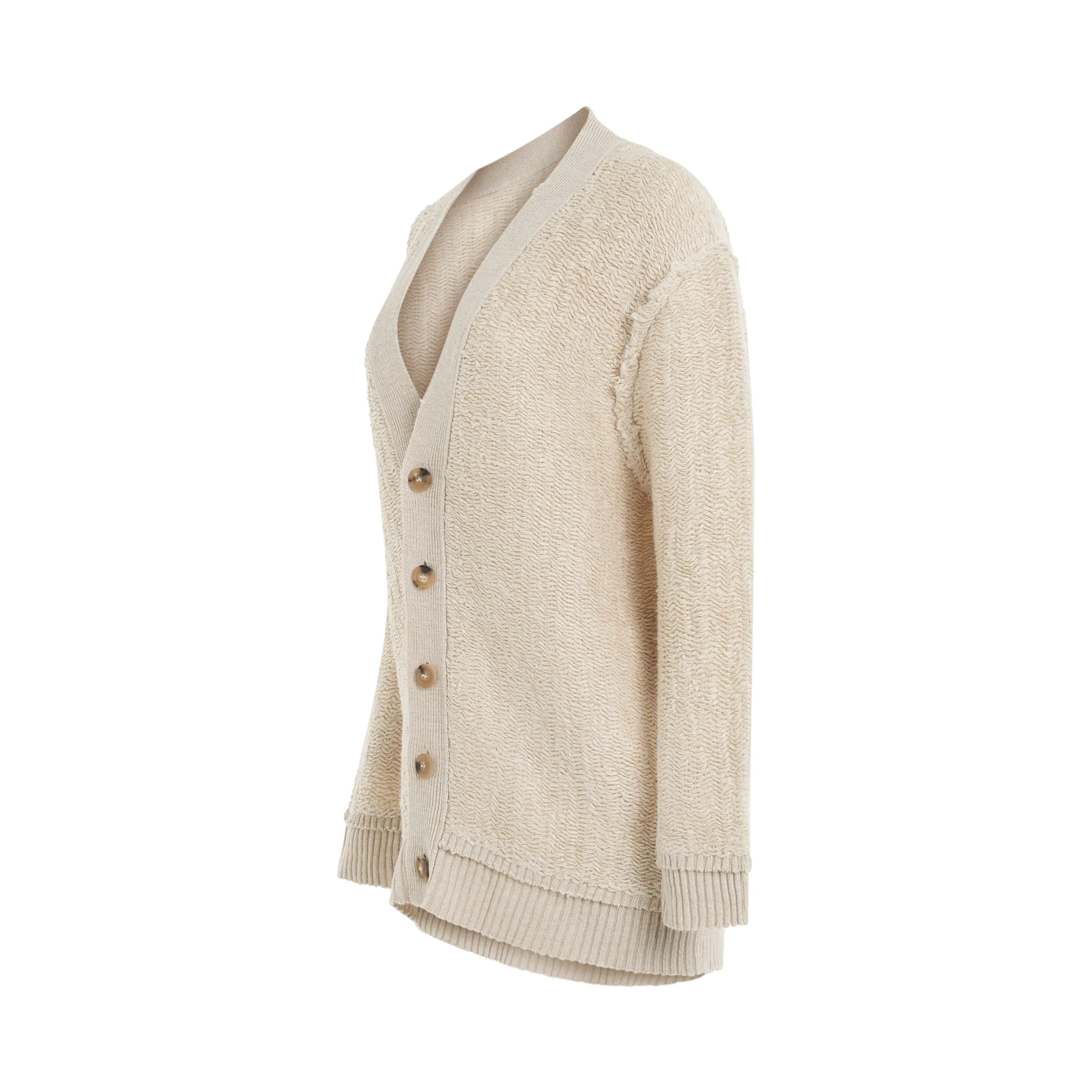 Raw Woven Oversize Knit Cardigan in Beige sold by MARAIS product image thumbnail 2