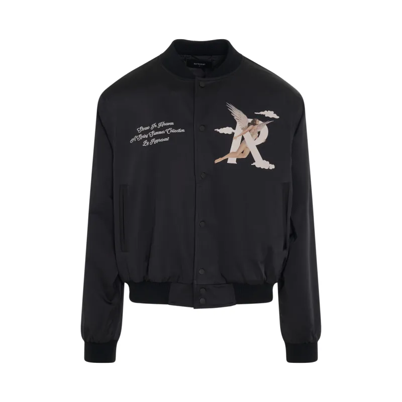 Storms in Heaven Souvenir Bomber Jacket in Jet Black sold by MARAIS