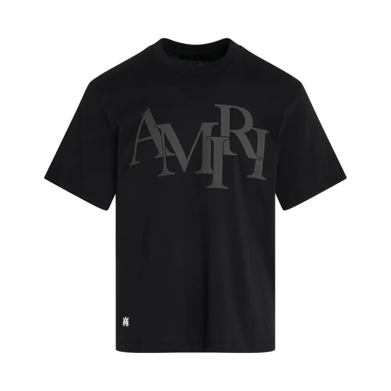 Staggered Logo T-Shirt in Black sold by MARAIS